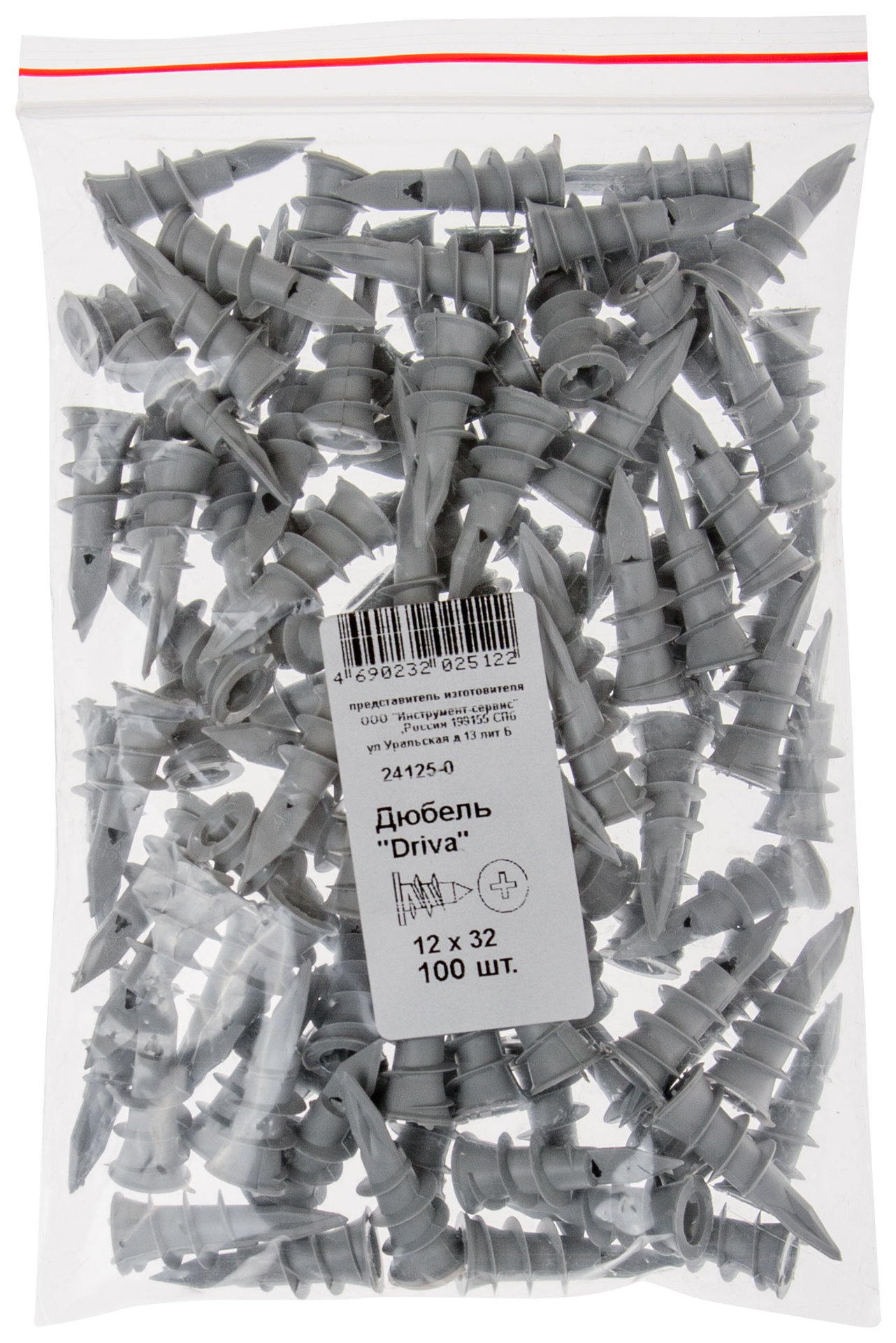 Дюбель Driva 12 х 32 100 шт. (Фасовка) (24125-0)