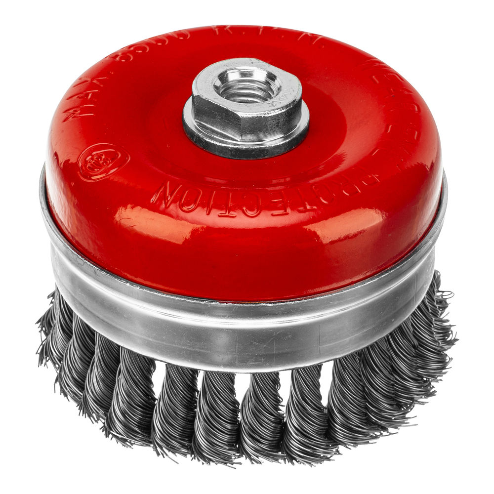 Щетка для УШМ Heavy Duty, 100 мм, М14, чашка, крученая проволока 0.5 мм Matrix (74672)