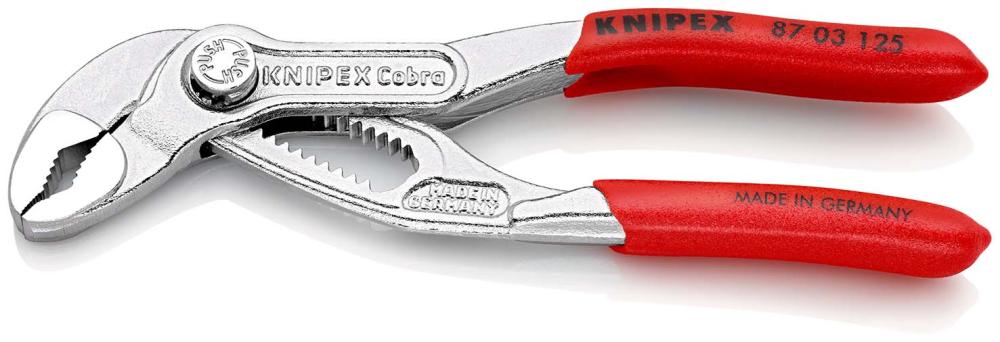 Клещи переставные 125 мм, зев 25 мм, хром, обливные ручки COBRA KN-8703125