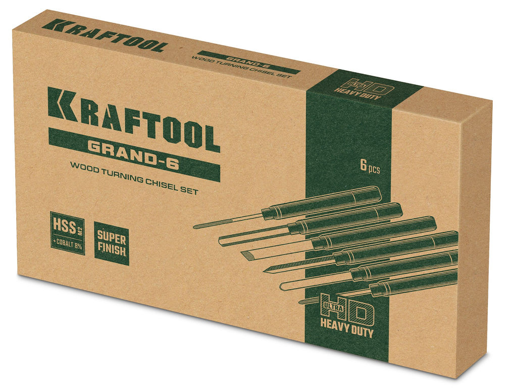 Набор токарных резцов по дереву Grand-6, 6 предм. KRAFTOOL 18368