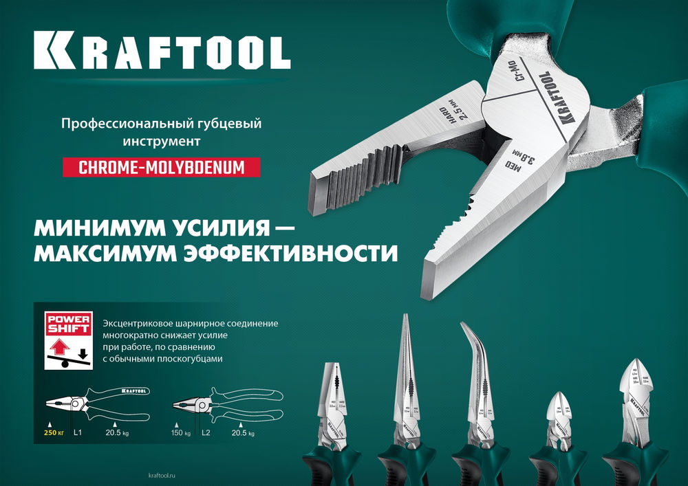 Комбинированные плоскогубцы KraftMax, 180 мм, с эксцентриковым шарниром KRAFTOOL 22011-1-18_z01