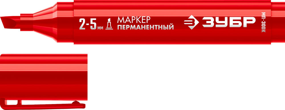 Перманентный маркер клиновидный МП-300К красный, 2-5 мм ЗУБР 06323-3