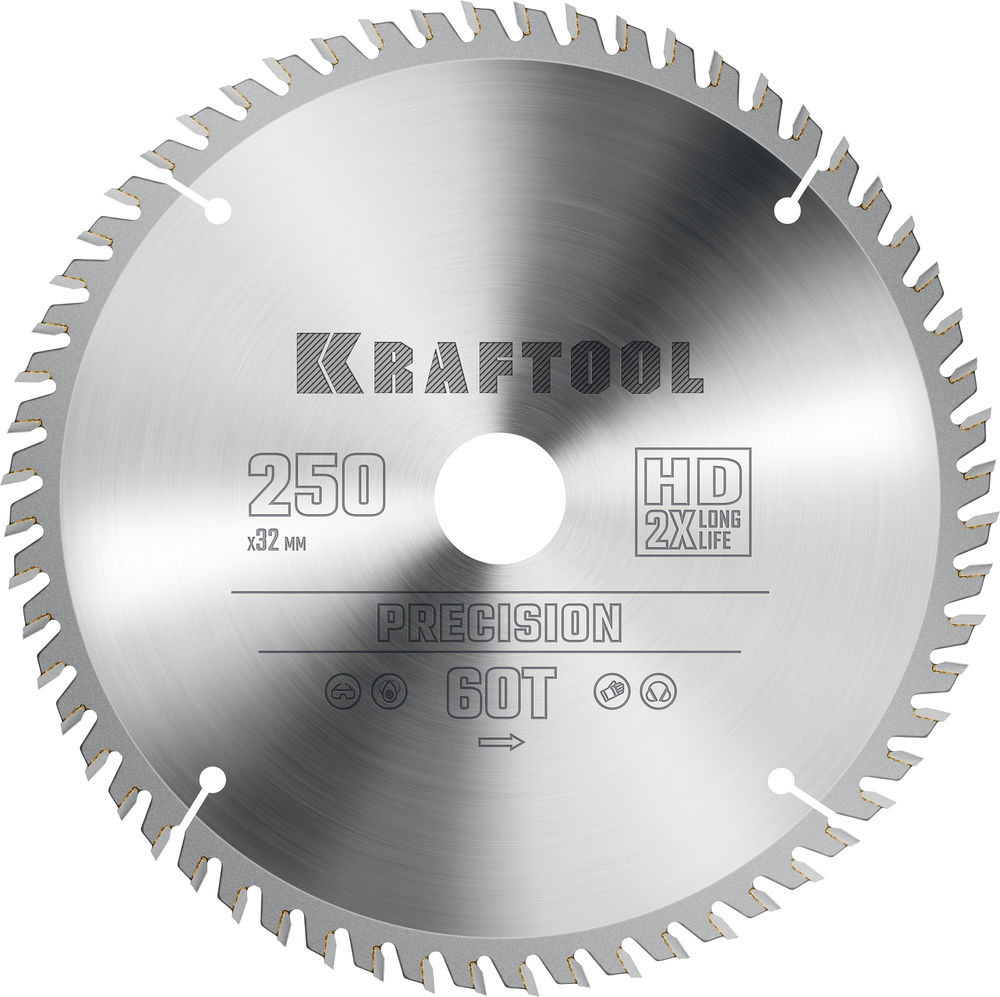 Пильный диск по дереву Precision, 250 х 32 мм, 60Т KRAFTOOL 36952-250-32