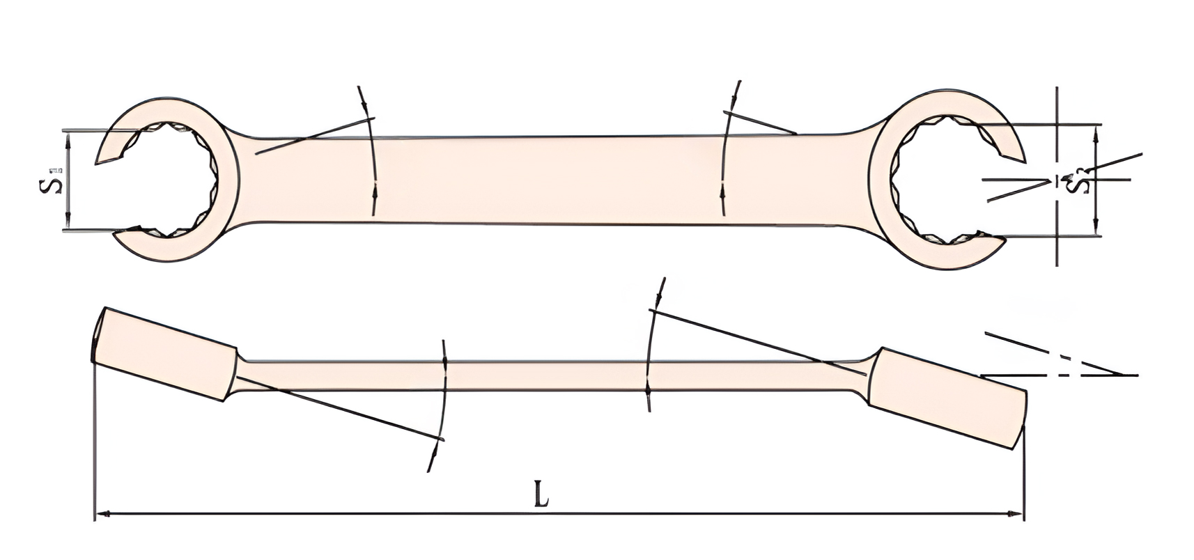 Ключ разрезной двусторонний 30x36 искробезопасный сплав BeCu 153B-3036, HORTZ