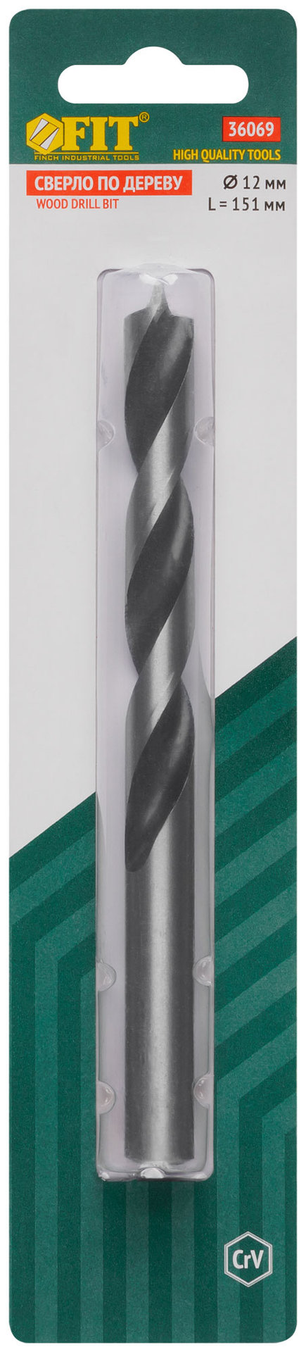 Сверло по дереву, CrV Профи 12 мм (36069)