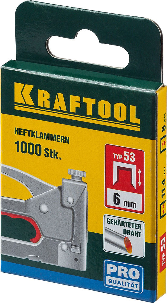 Скобы тип 53 (A/10/JT21), 18 мм, калибр 23GA, 1000 шт KRAFTOOL 31670-18