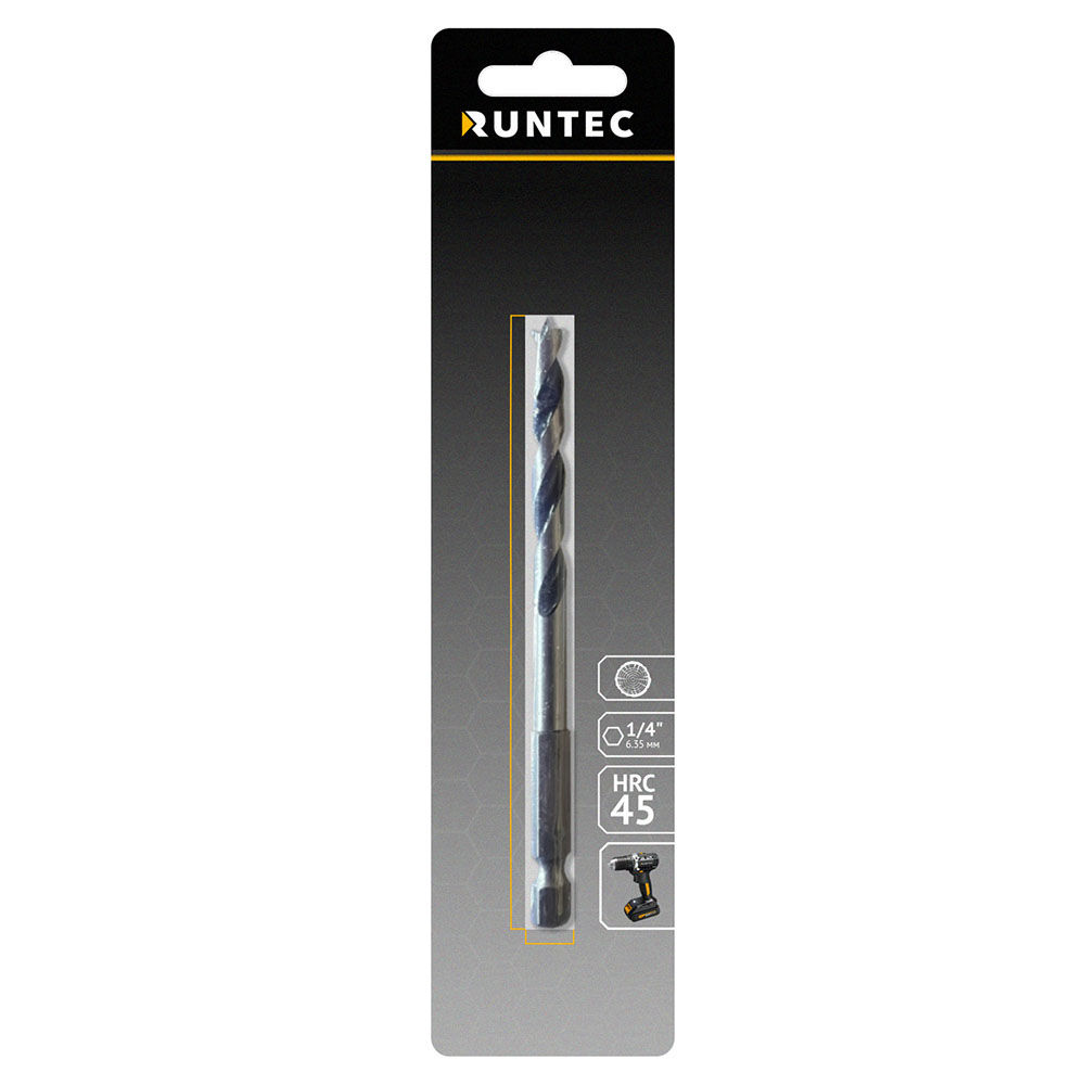 Сверло по дереву Runtec HRC45 6 x 115 мм HEX 1/4 RUNTEC RT-DT6