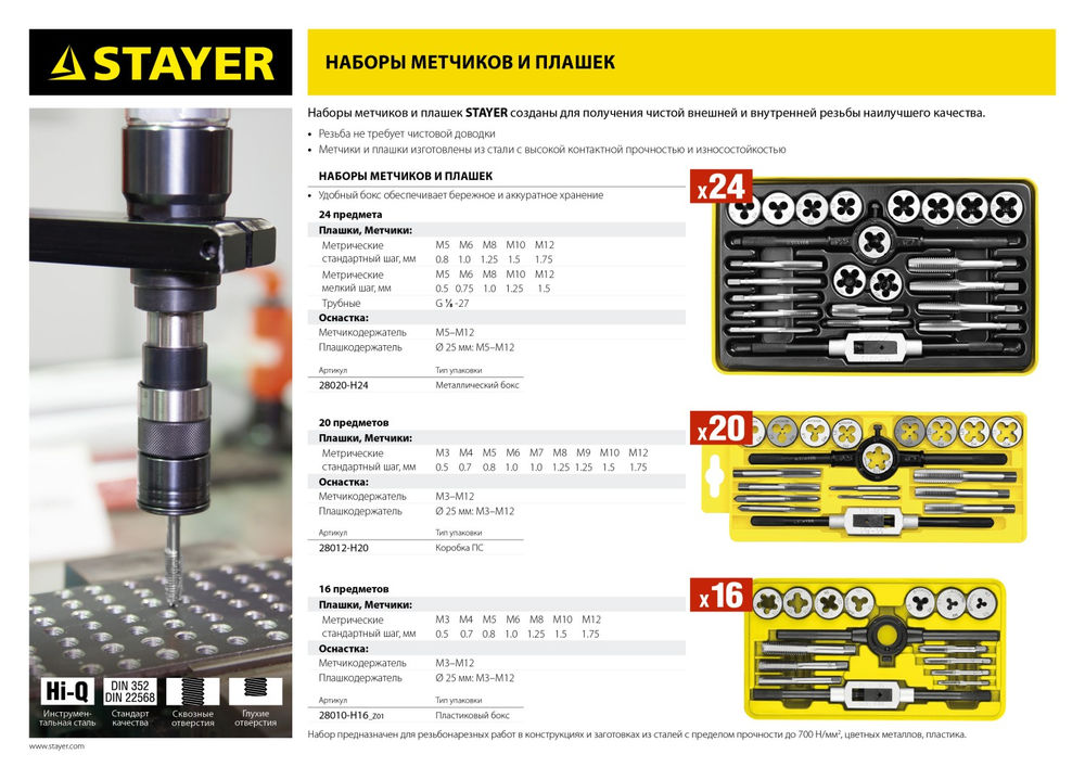 Набор метчиков и плашек 24 предмета легированная сталь MaXCut STAYER 28020-H24