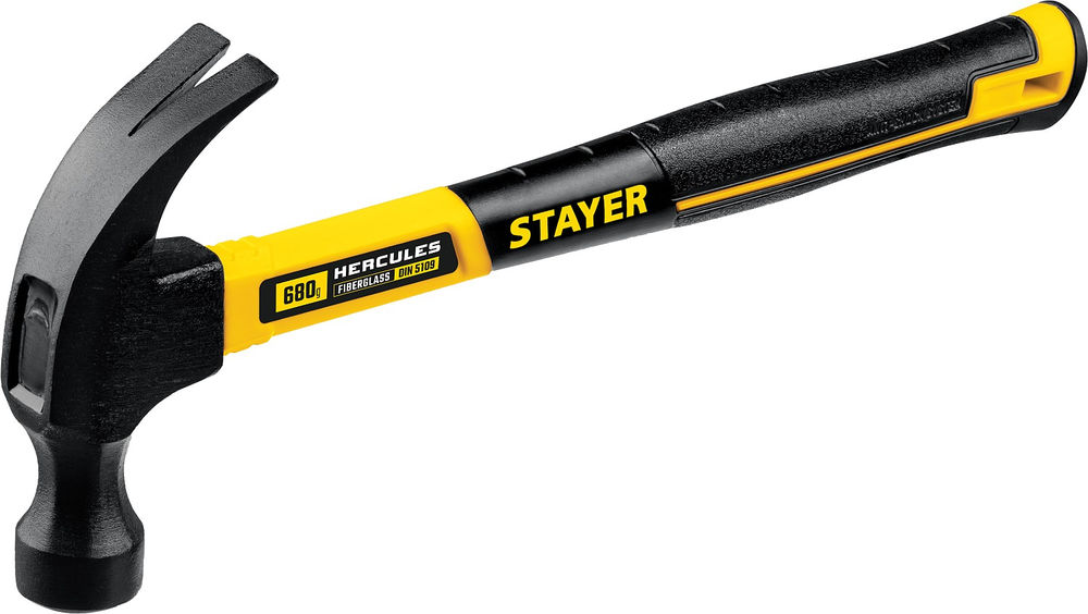 Молоток-гвоздодёр столярный Fiberglass, 680 г, с фиберглассовой рукояткой STAYER Professional 2026_z02