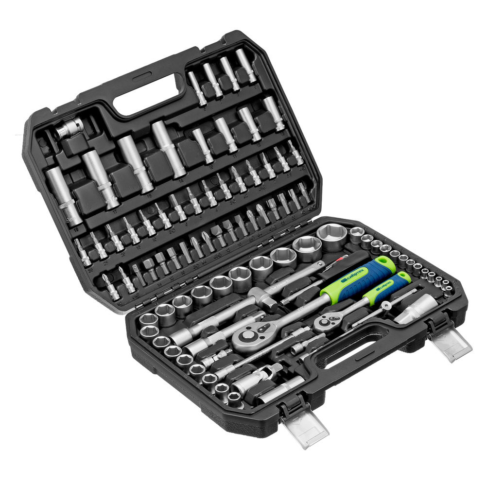Набор инструментов, 1/2, 1/4, пластиковый кейс, 94 предмета// Сибртех