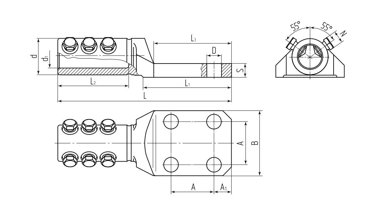Наконечник болтовой 6НБТ-800 (КВТ) (78402)