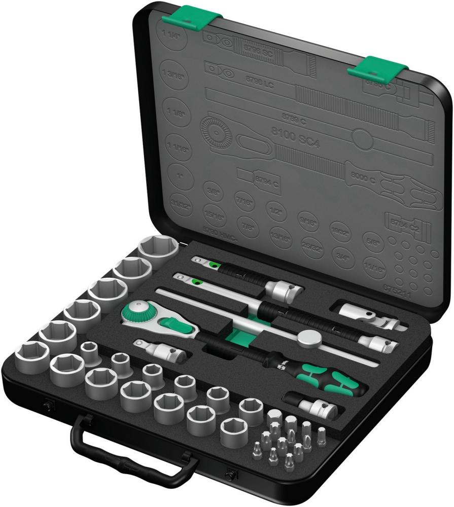 Набор с трещоткой 1/2 38 пр. Zyklop Speed серия 8100 SC 4 Wera WE-003647