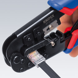 Пресс-клещи для штекеров RJ, 2 гнезда, RJ 11/12 (6-pin), RJ 45 (8-pin), 190 мм, SB (KN-975110SB)