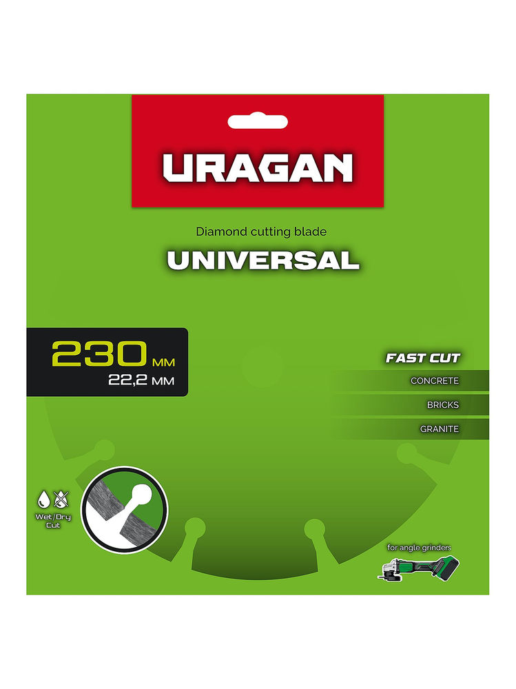 Диск алмазный отрезной сегментный UNIVERSAL URAGAN 230 мм 36705-230  