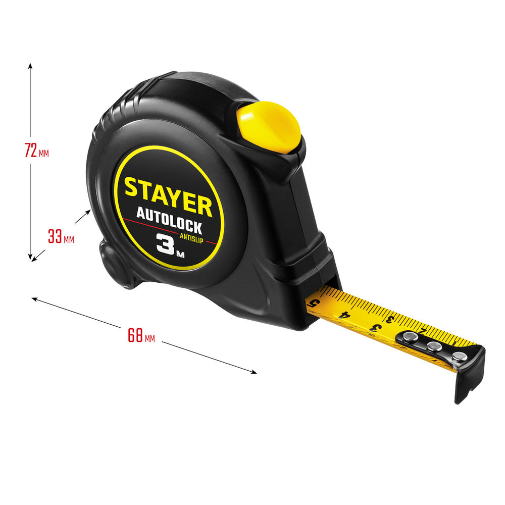 Рулетка с автостопом AutoLock 3 м х 16 мм STAYER 2-34126-03-16