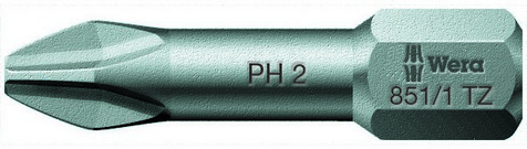 Бита торсионная PH 2 x 25 мм 1/4 C6.3 серия 851/1 TZ PH Wera WE-056510
