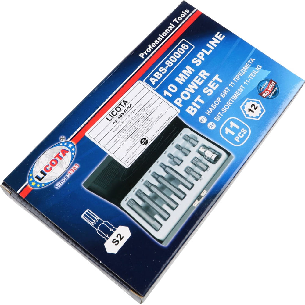Набор бит Spline М5-М12 S2, 11 пр., Licota, ABS-80006