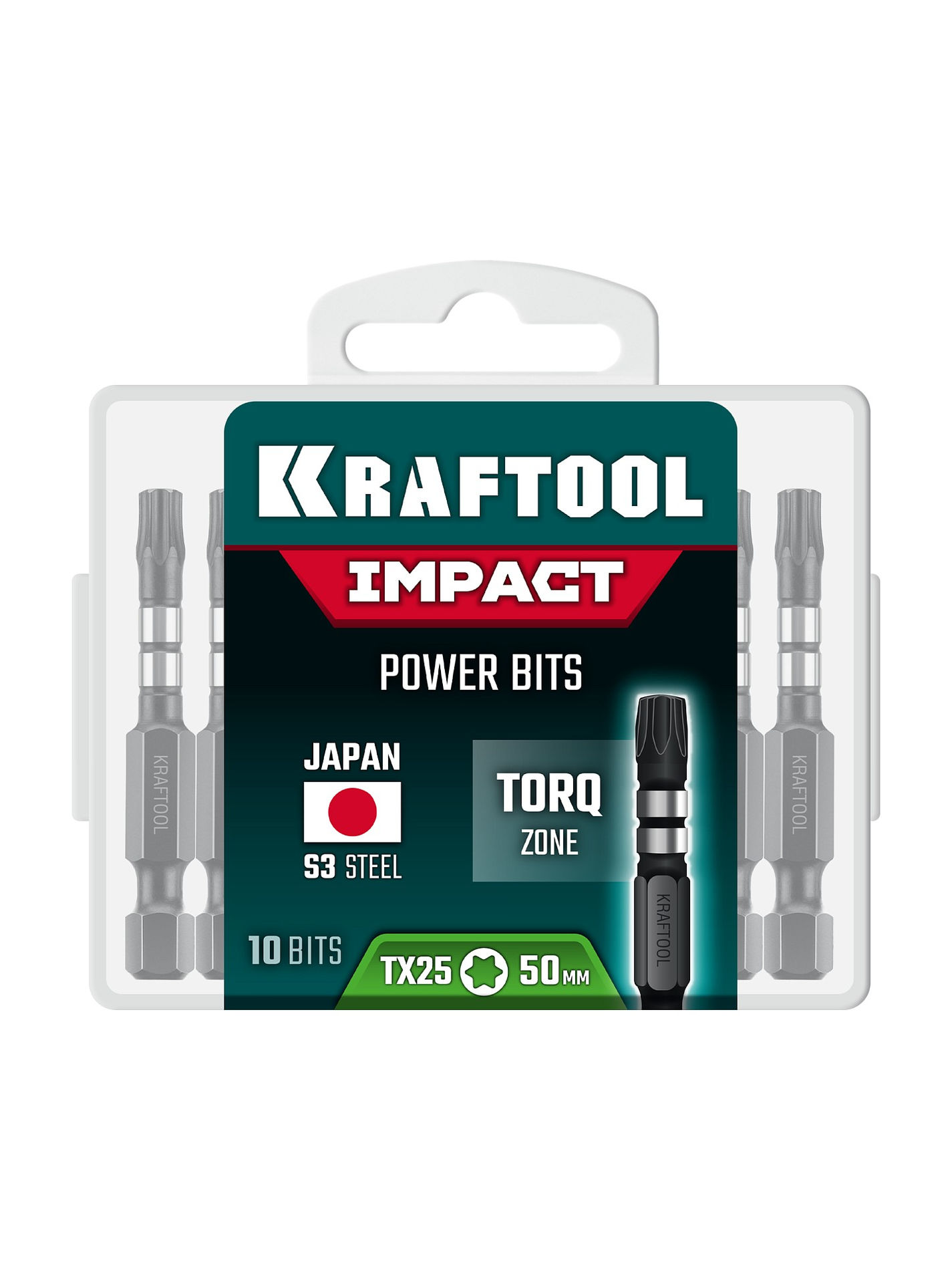 Биты ударные Impact TX 25 50 мм 10 штук KRAFTOOL 26195-25-50-S10