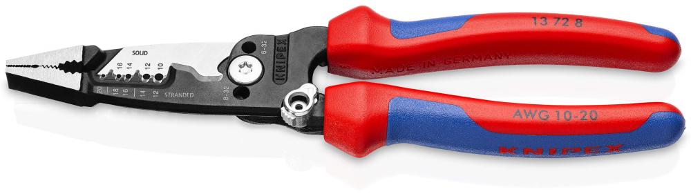 Клещи электромонтажные, 7-в-1, американская модель, зачистка 18-10 AWG (1-жил) and 20-12 AWG (многожил), рез: O 15 мм 1/2, 200 мм, 2-комп ручки (KN-13728)