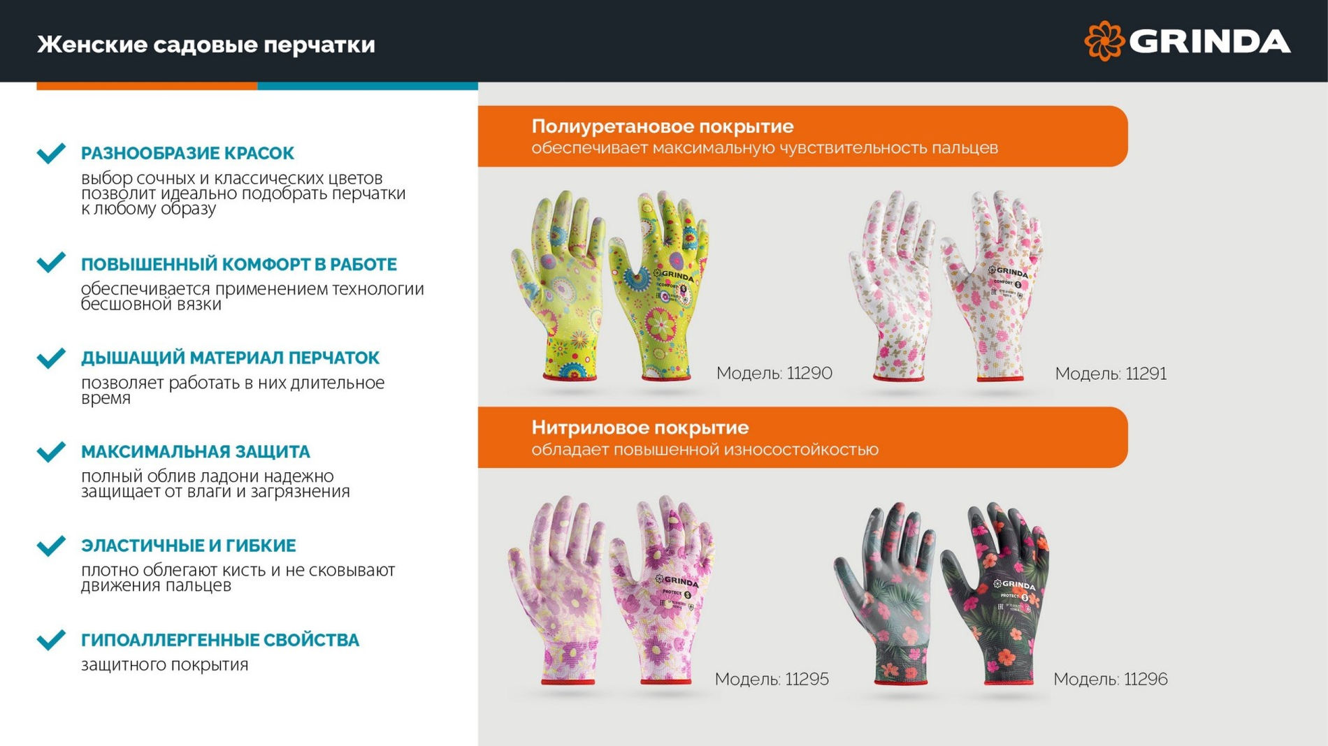 GRINDA PROTECT, S (7), садовые перчатки с прозрачным нитриловым покрытием, фиолетовые, 13 класс (11295-S_z01)