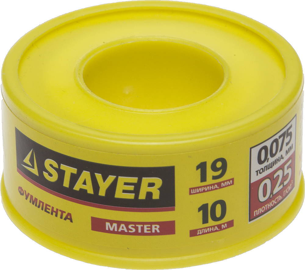 ФУМ лента 0,075 мм х 19 мм х 10 м, плотность 0,25 г/см3 STAYER 12360-19-025