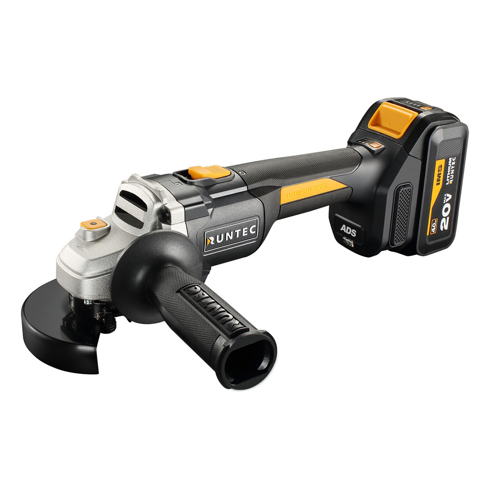 Шлифмашина угловая аккумуляторная PRO 125 мм, 20В, 2*4Ач, 900Вт RUNTEC RT-AG900