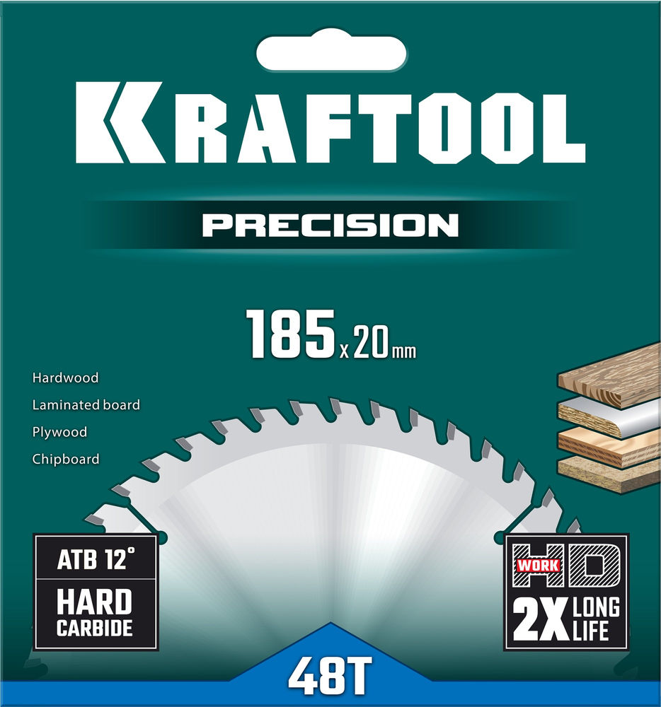 Пильный диск по дереву Precision, 185 x 20 мм, 48Т KRAFTOOL 36952-185-20