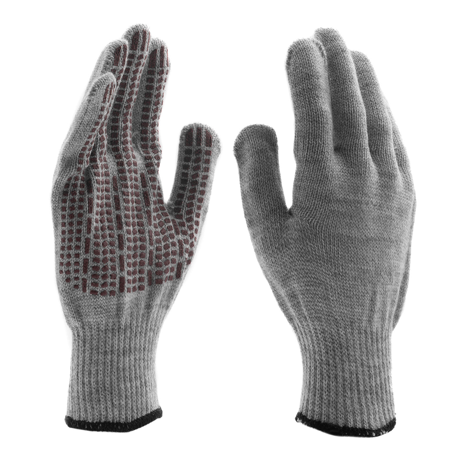 Перчатки трикотажные, акрил, ПВХ гель, Протектор, серое мулине, оверлок Сибртех (68664)