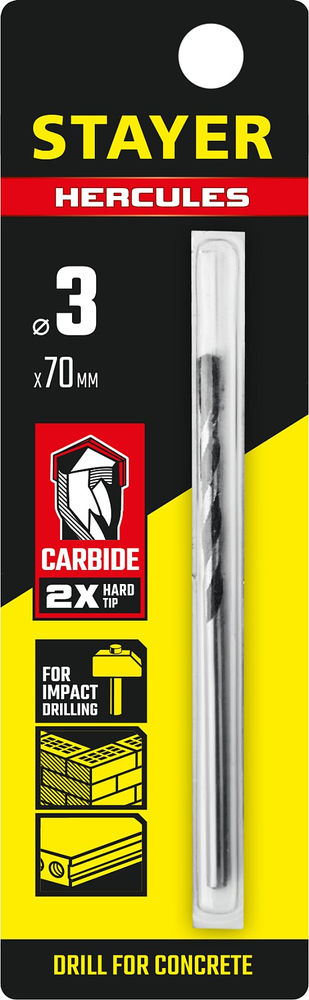 Сверло по бетону Hercules, 3 x 70 мм STAYER Professional 2915-070-03_z01