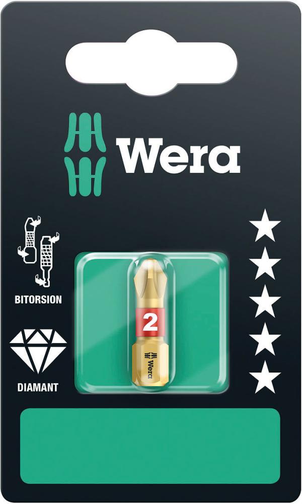 Бита торсионная PH 2 x 25 мм алмаз 1/4 C6.3 SB серия 851/1 BDC PH Wera WE-073333