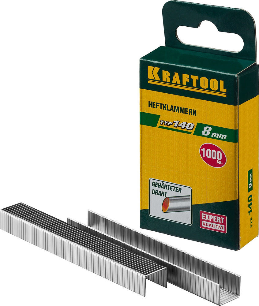 Скобы тип 140 (G/11/57), 8 мм, калибр 20GA, 1000 шт KRAFTOOL 31680-08