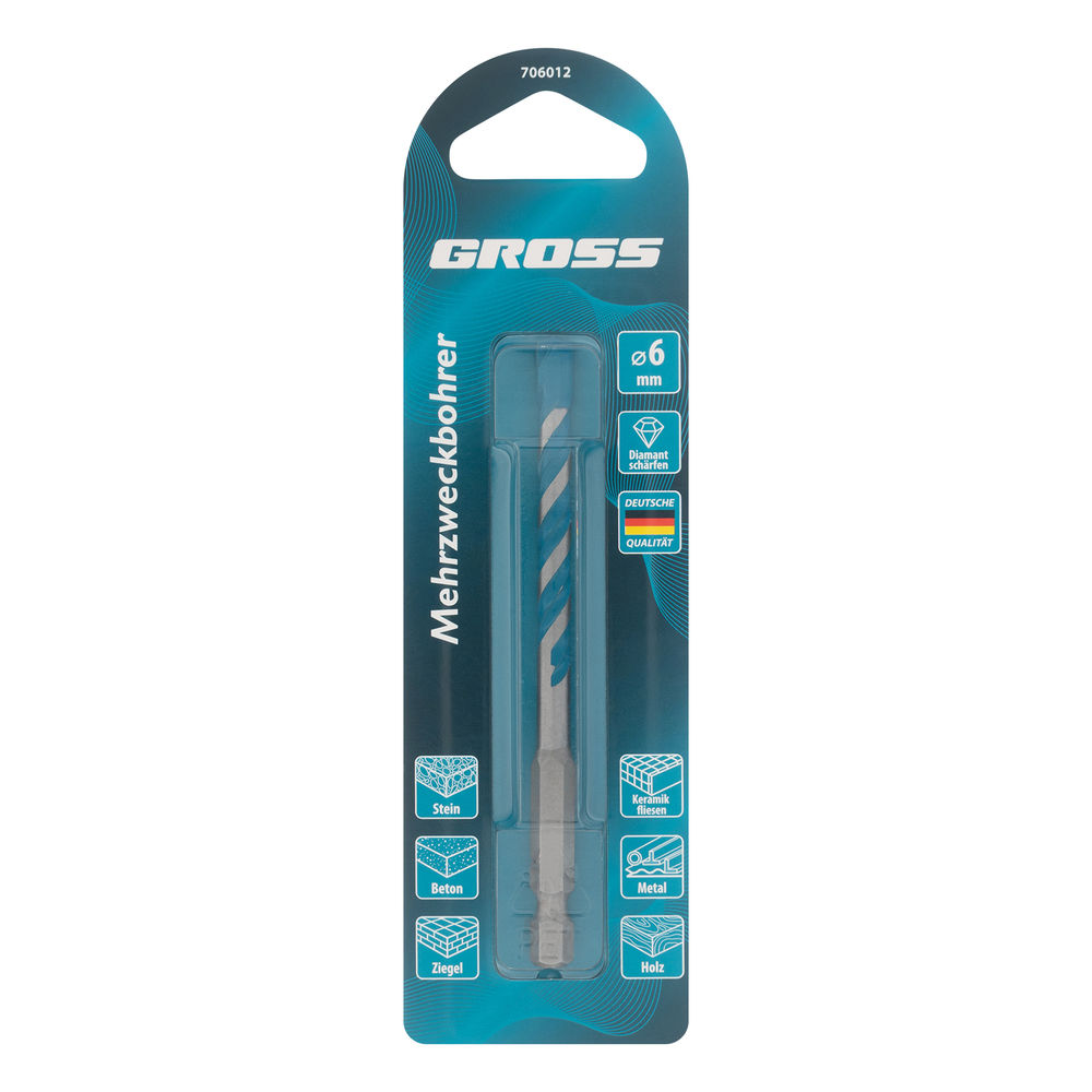Сверло универсальное, Multipurpose PRO, 6-гр. хвостовик, 6мм Gross (706012)