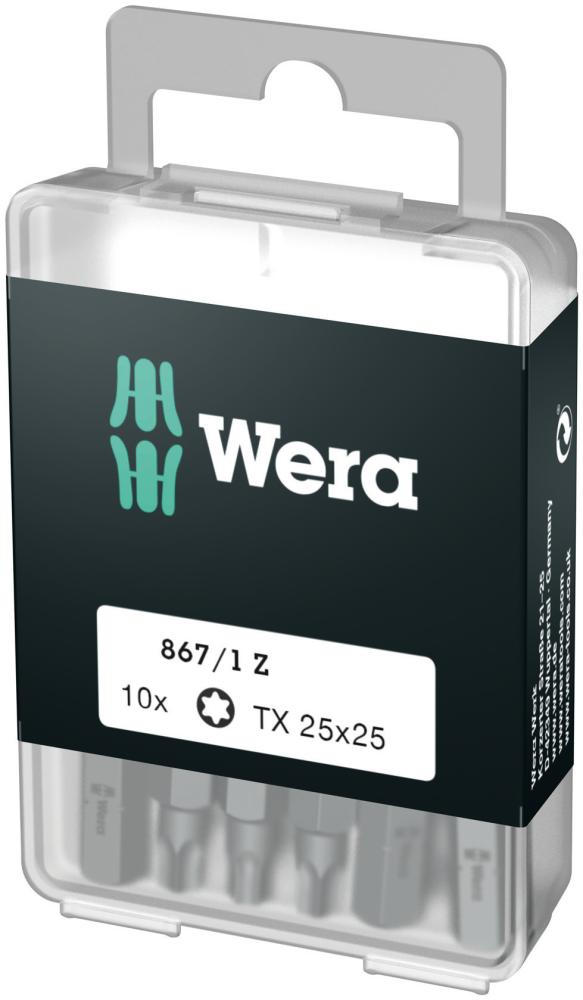 Набор бит TX 25 x 25 мм 10 шт 1/4 C6.3 TORX серия 867/1 Z DIY 10 25 Wera WE-072409