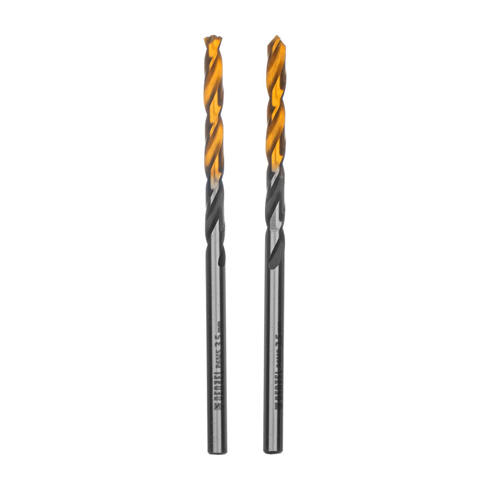 Сверло спиральное по металлу 3,5 x 70мм, Р6М5, Golden Tip, многогранная заточка, 2шт. Denzel (718270)