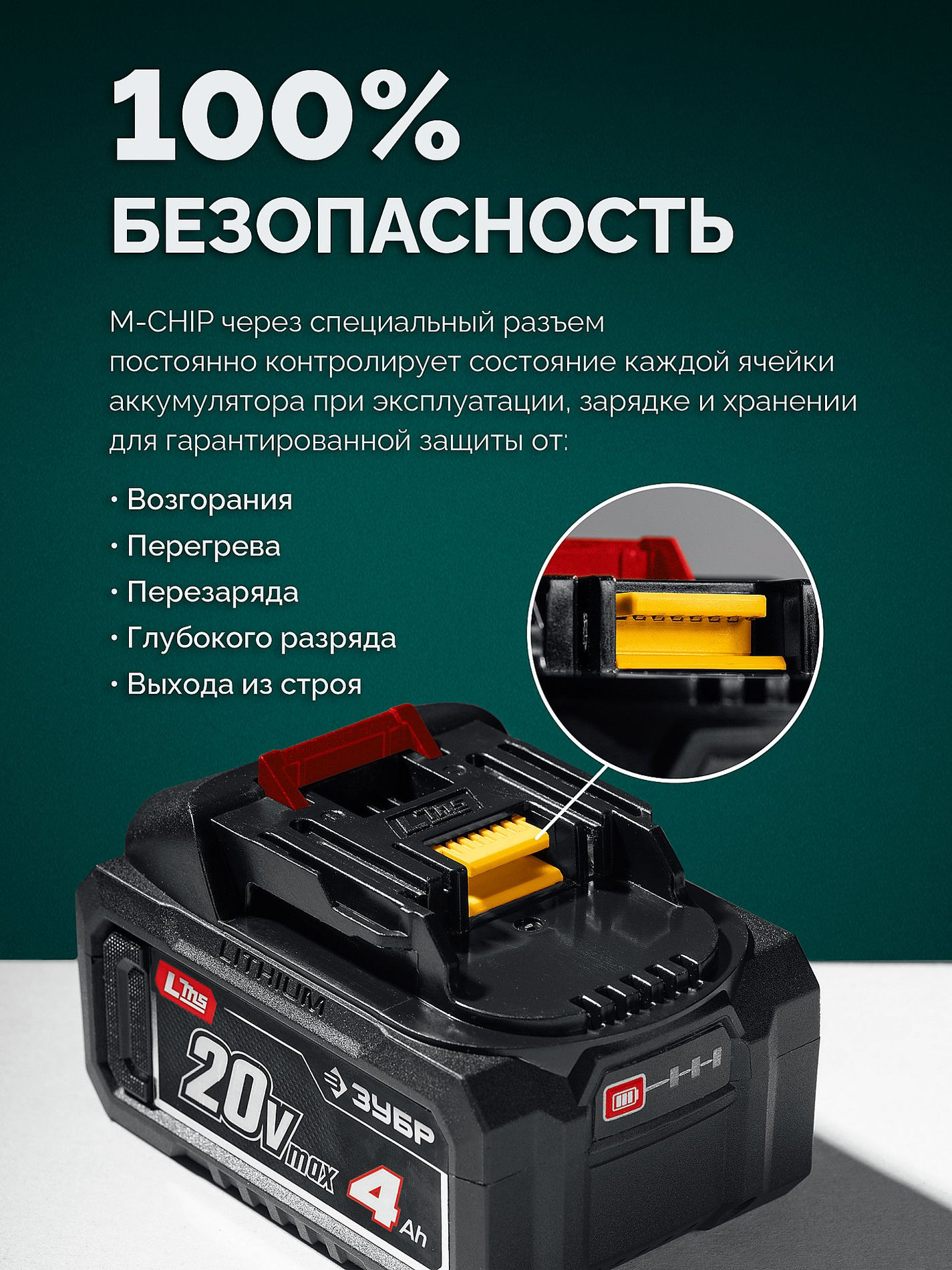 ЗУБР 20 В, 800 м3/ч, 1 АКБ LMS (4 Ач), воздуходувка аккумуляторная (ВА-800-41)