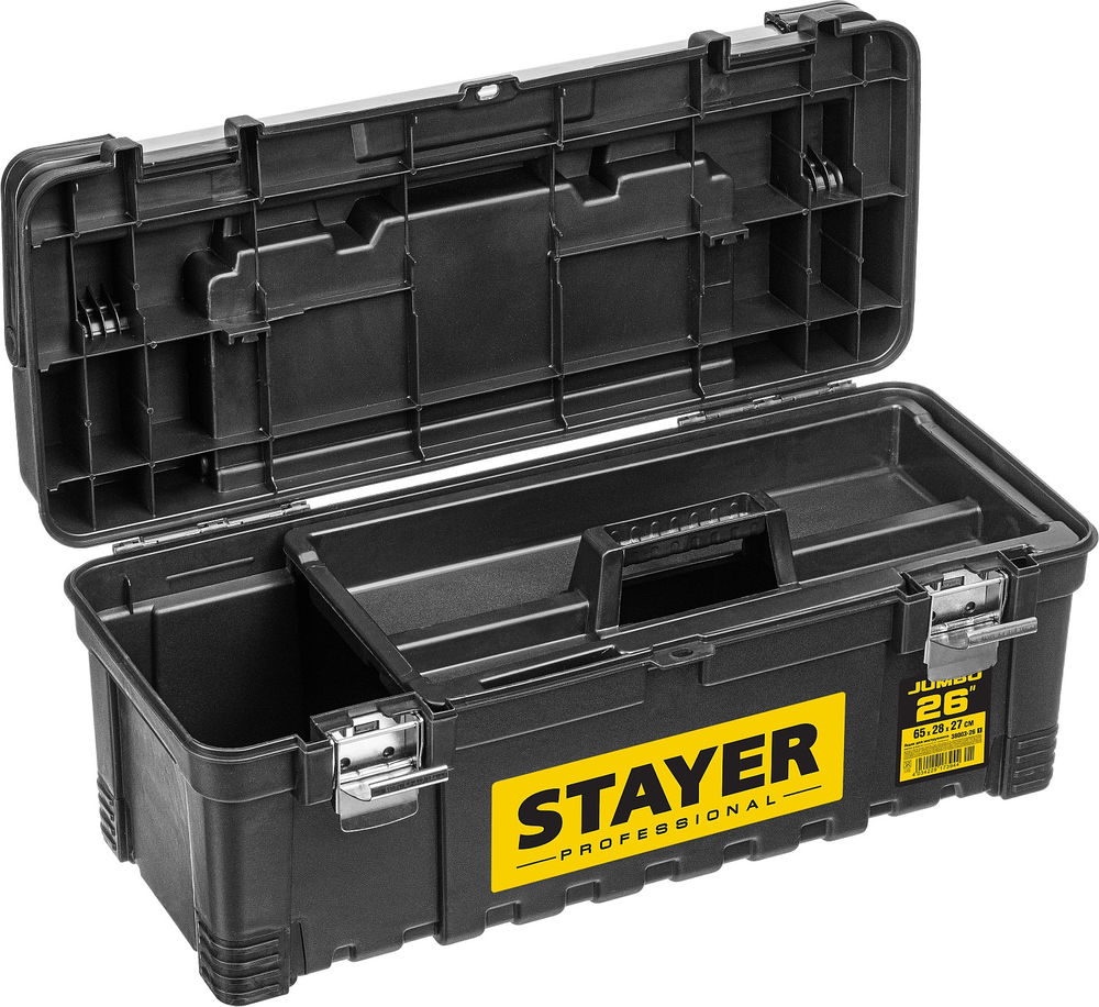 Ящик пластиковый для инструментов 650 x 280 x 270 мм, (26) JUMBO-26 Professional STAYER 38003-26