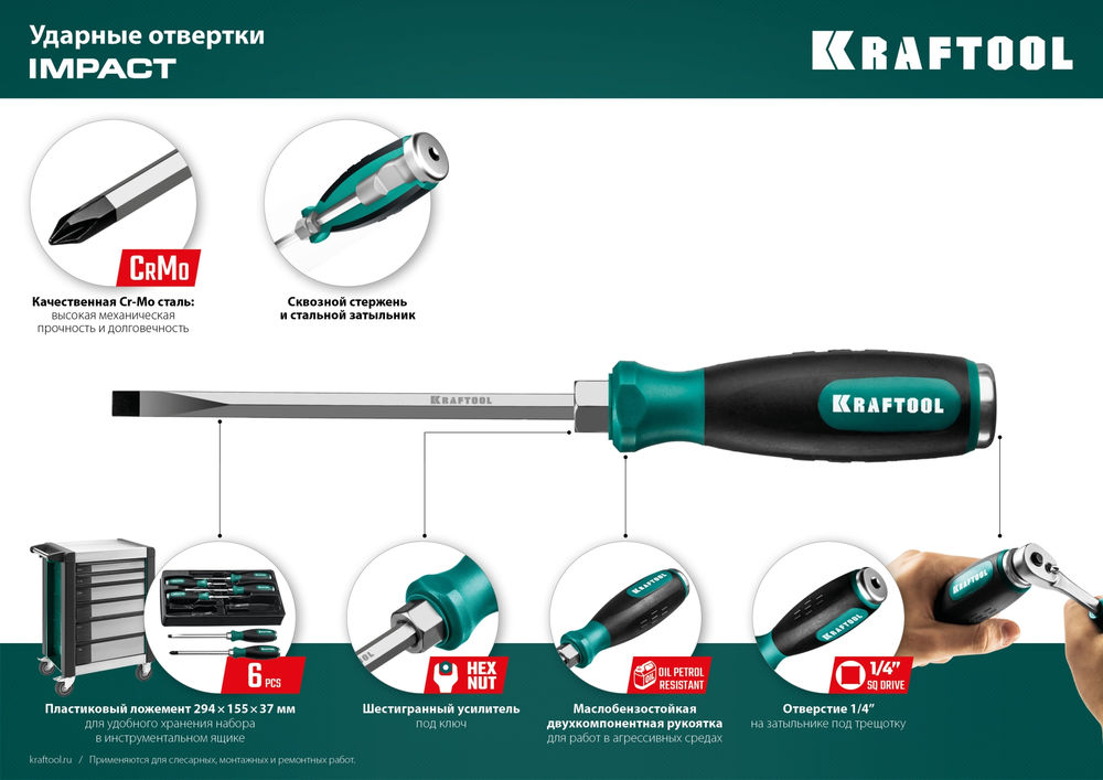 Отвертка ударная SL 6 Impact KRAFTOOL 250033-6