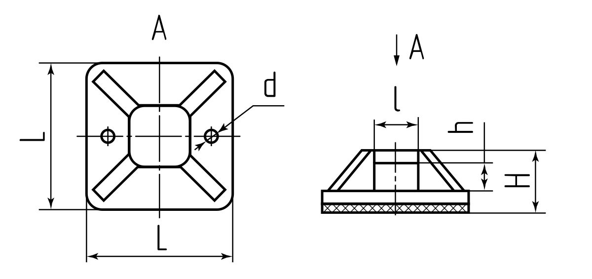 Площадка самоклеящаяся ПМС 25х25 (бел) (100шт) (Fortisflex) (49445)