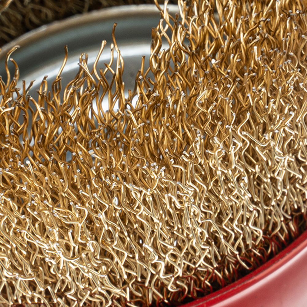 Щетка для УШМ, 75 мм, М14, чашка, латунированная витая проволока Matrix (74604)