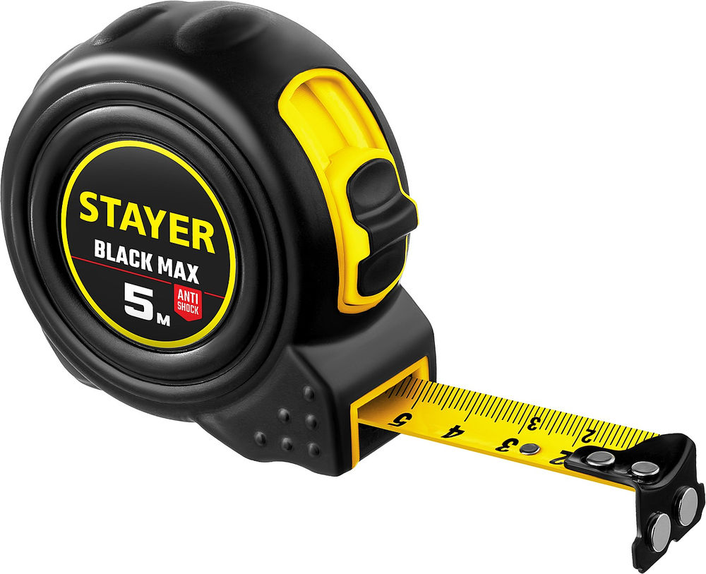 Рулетка с двумя фиксаторами BlackMax 5 м х 19 мм Professional STAYER 3410-05