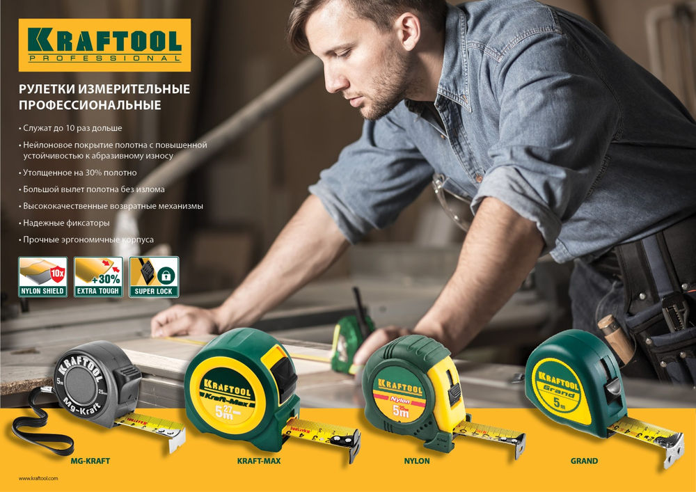 Рулетка 8 м х 25 мм Grand KRAFTOOL 34022-08-25