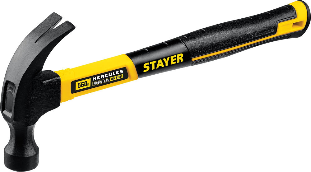 Молоток-гвоздодёр столярный Hercules, 560 г, с фиберглассовой рукояткой STAYER Professional 2026-560_z02