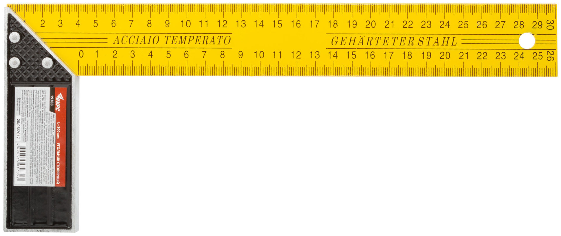 Угольник столярный желтый 300 мм (19383)