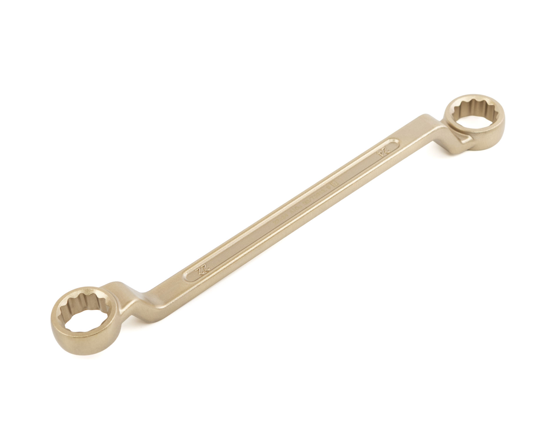 Ключ гаечный накидной двусторонний коленчатый 22х24 искробезопасный сплав AlCu 151-2224, HORTZ