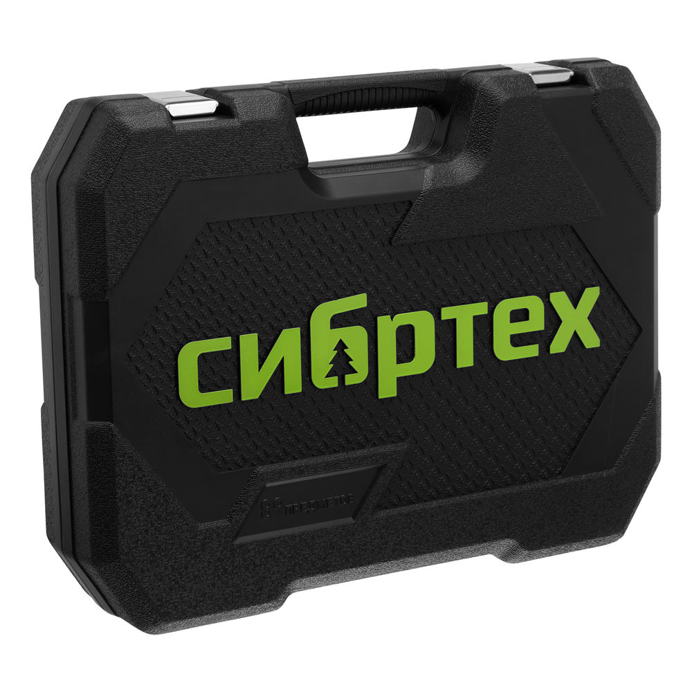 Набор инструментов, 1/2, 1/4, пластиковый кейс 89 предметов Сибртех