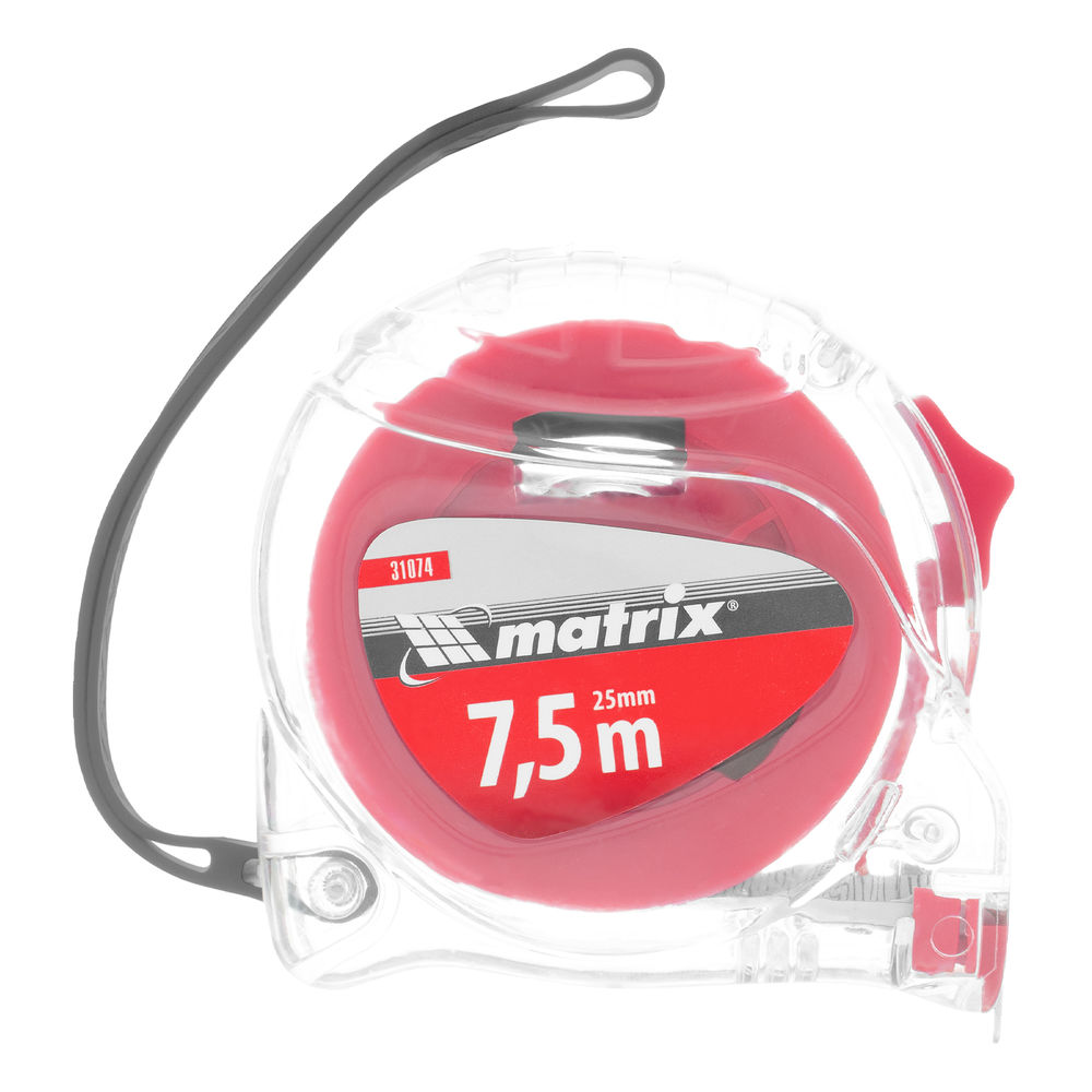 Рулетка Crystal,7,5 м х 25 мм,корпус из поликарбоната Matrix