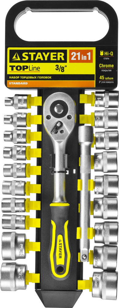 Набор торцовых головок 21 предм., (3/8) RSS 21M STAYER 27752-H21