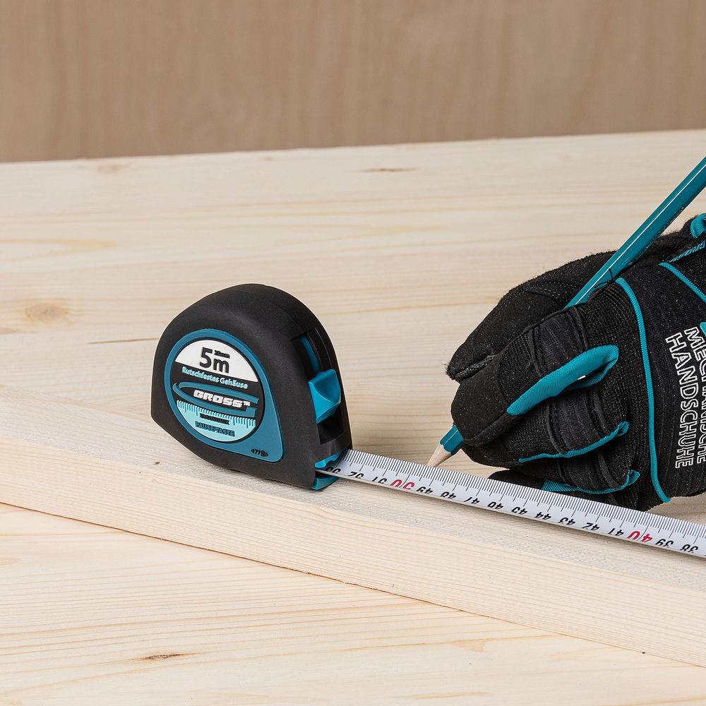 Рулетка Ergonomisch,5 м x 25 мм,магнитный обрезиненный зацеп Gross