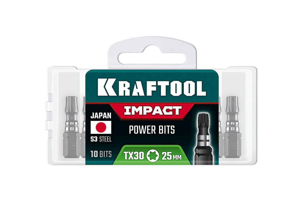Ударные биты Impact TX 30, 25 мм, 10 шт KRAFTOOL 26195-30-25-S10