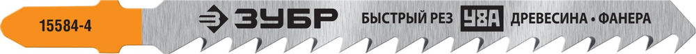 Полотна для лобзика раб. длина 75 мм T144D T-хвост. по дереву шаг зуба 4 мм (6TPI) 2 шт У8А сталь Профессионал ЗУБР 15584-4
